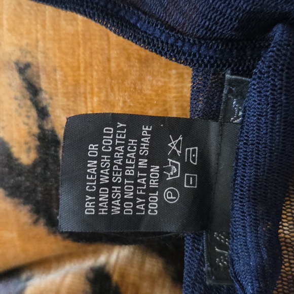 Vivienne  Blue Black Sheer Long Sleeve Top - Picture 6 of 6